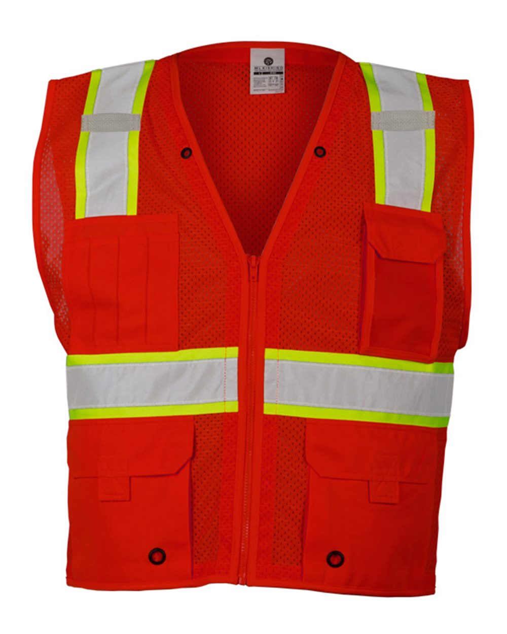 Kishigo Unisex EV Series® Enhanced Visibility Multi-Pocket Mesh Vest. B100-111 - Red/Lime - B103