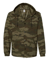 Independent Trading Co. Men's Water-Resistant Hooded Windbreaker. EXP95NB - Forest Camo
