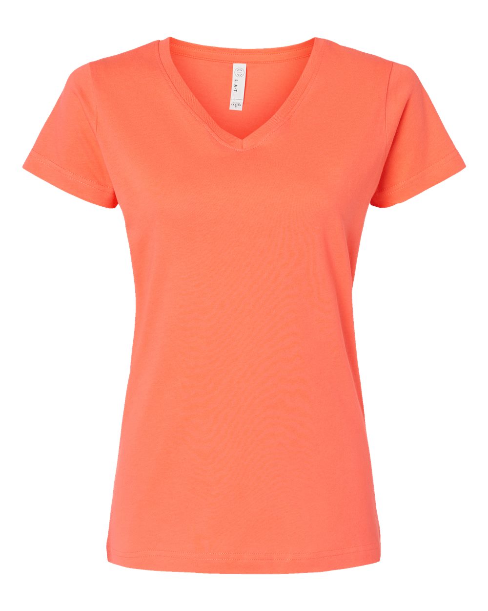 LAT Women's Fine Jersey V-Neck Tee. 3507 - Papaya