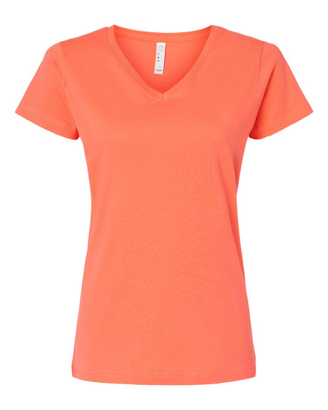 LAT Women's Fine Jersey V-Neck Tee. 3507 - Papaya