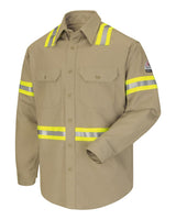 Bulwark Men's Enhanced Visibility Uniform Shirt. SLDT - Khaki