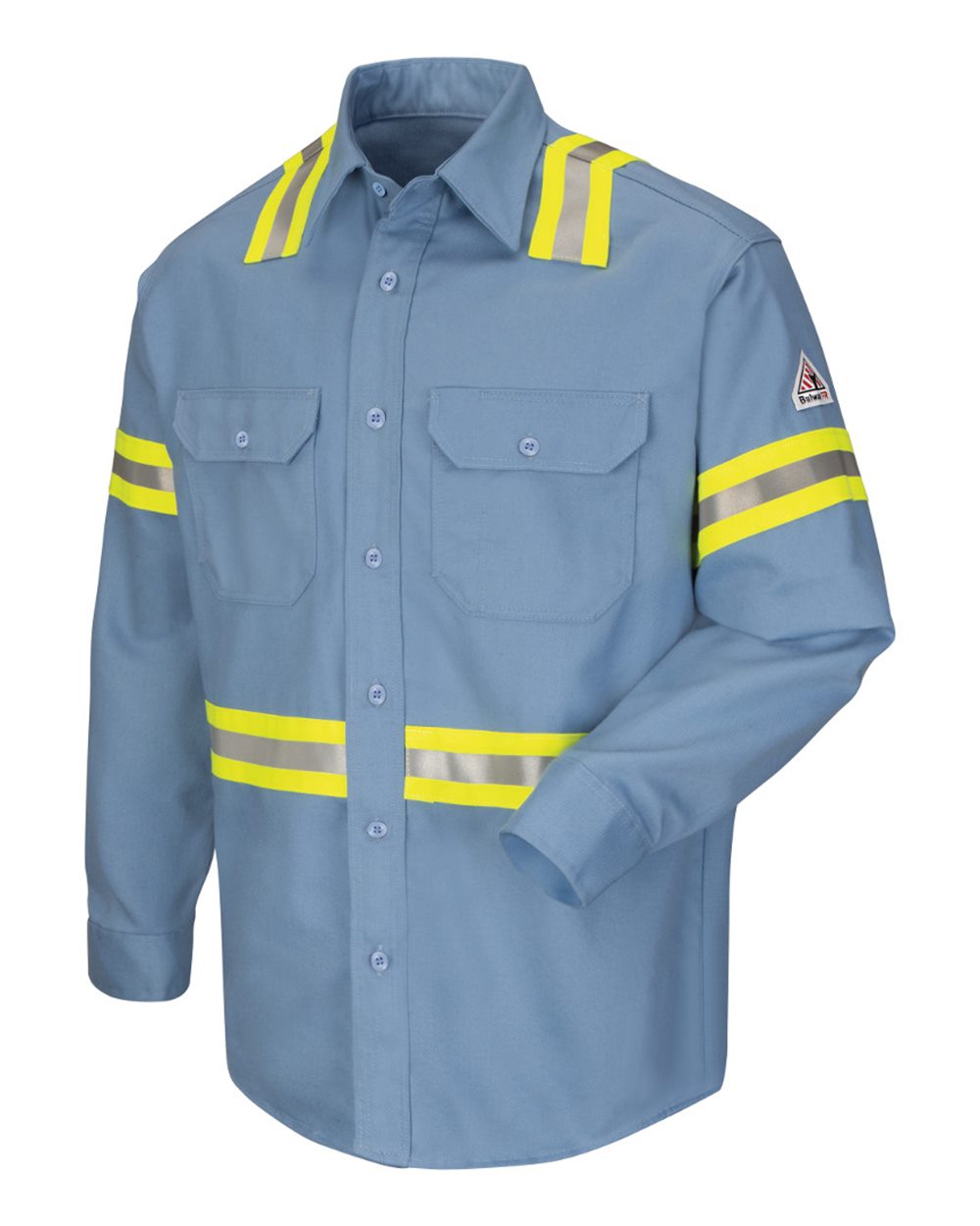 Bulwark Men's Enhanced Visibility Uniform Shirt. SLDT - Light Blue