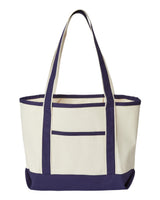 OAD Promotional Heavyweight Medium Beach Tote. OAD102 - Natural/ Navy