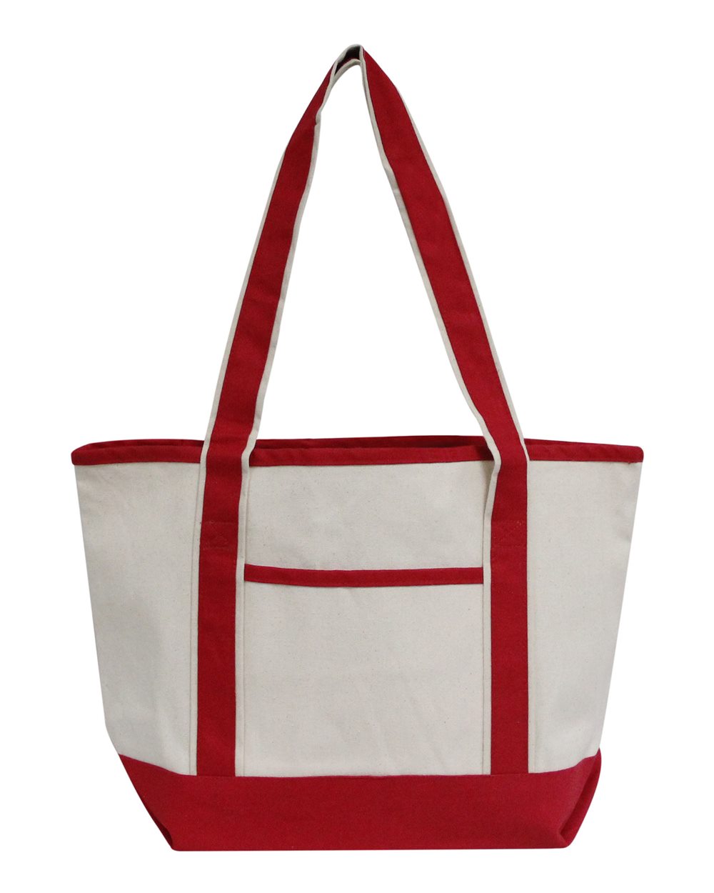 OAD Promotional Heavyweight Medium Beach Tote. OAD102 - Natural/ Red