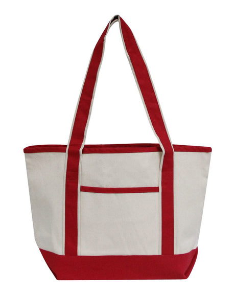 OAD Promotional Heavyweight Medium Beach Tote. OAD102 - Natural/ Red