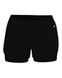 Badger Women's Double Up Shorts. 6150 - Black/ Black