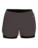 Badger Women's Double Up Shorts. 6150 - Graphite/ Black