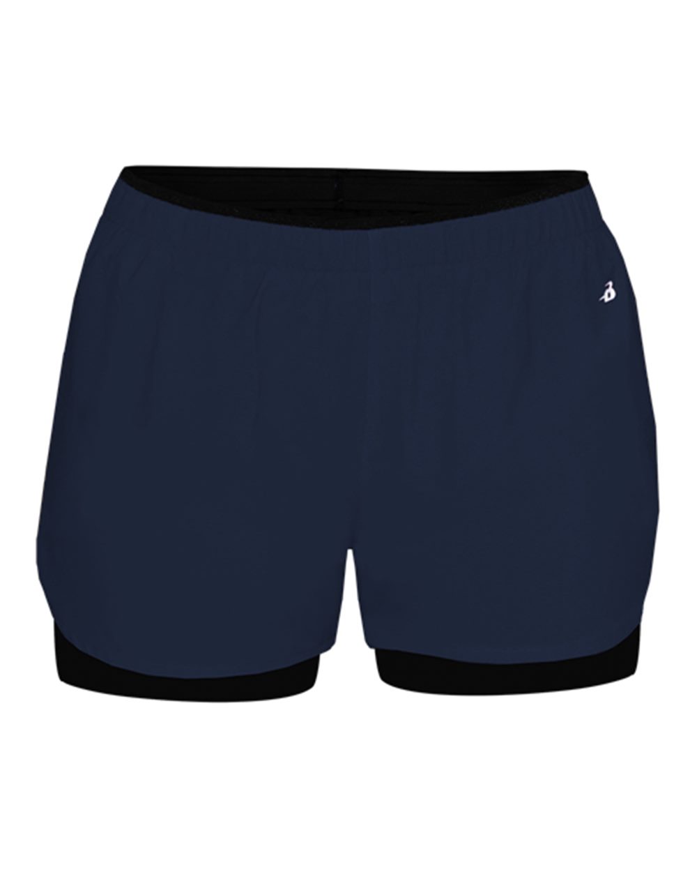 Badger Women's Double Up Shorts. 6150 - Navy/ Black