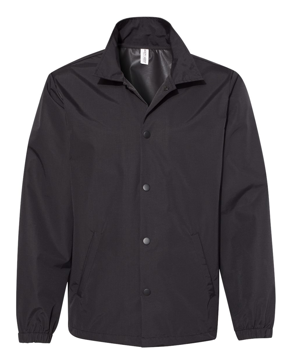 Independent Trading Co. Men's Water-Resistant Windbreaker Coach’s Jacket. EXP99CNB - Black/ Black