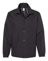 Independent Trading Co. Men's Water-Resistant Windbreaker Coach’s Jacket. EXP99CNB - Black/ Black