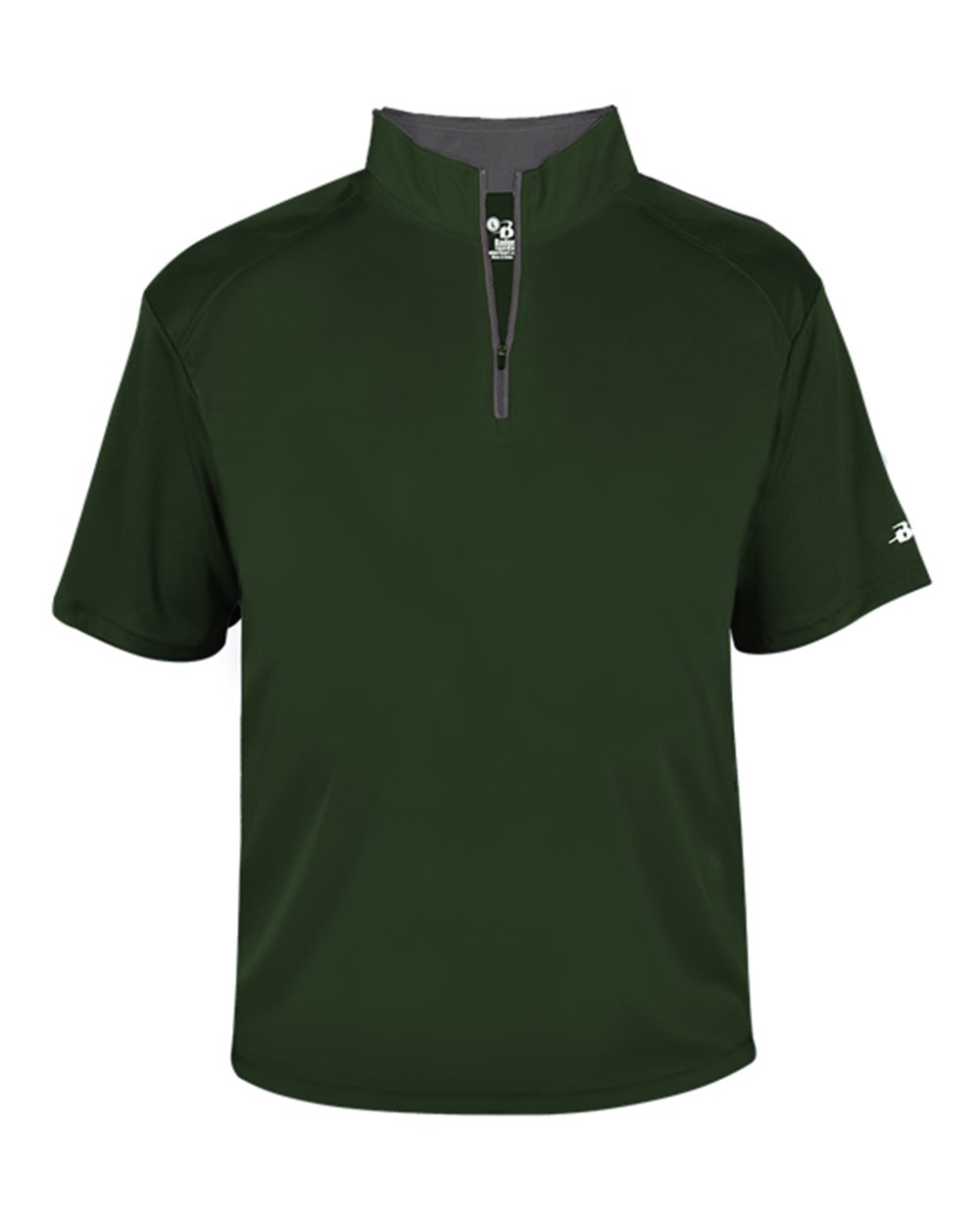 Badger Men's B-Core Short Sleeve Quarter-Zip. 4199 - Forest/ Graphite