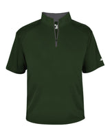 Badger Men's B-Core Short Sleeve Quarter-Zip. 4199 - Forest/ Graphite