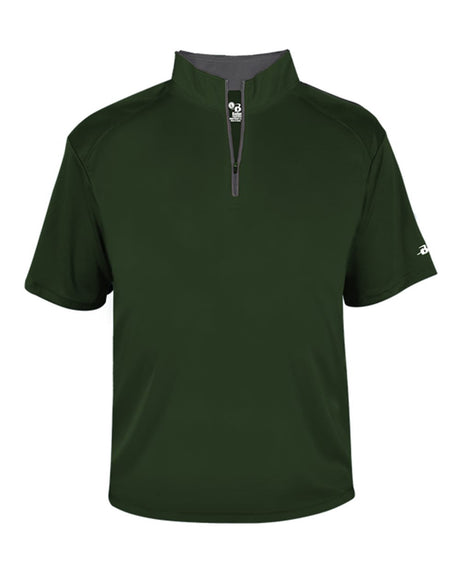 Badger Men's B-Core Short Sleeve Quarter-Zip. 4199 - Forest/ Graphite