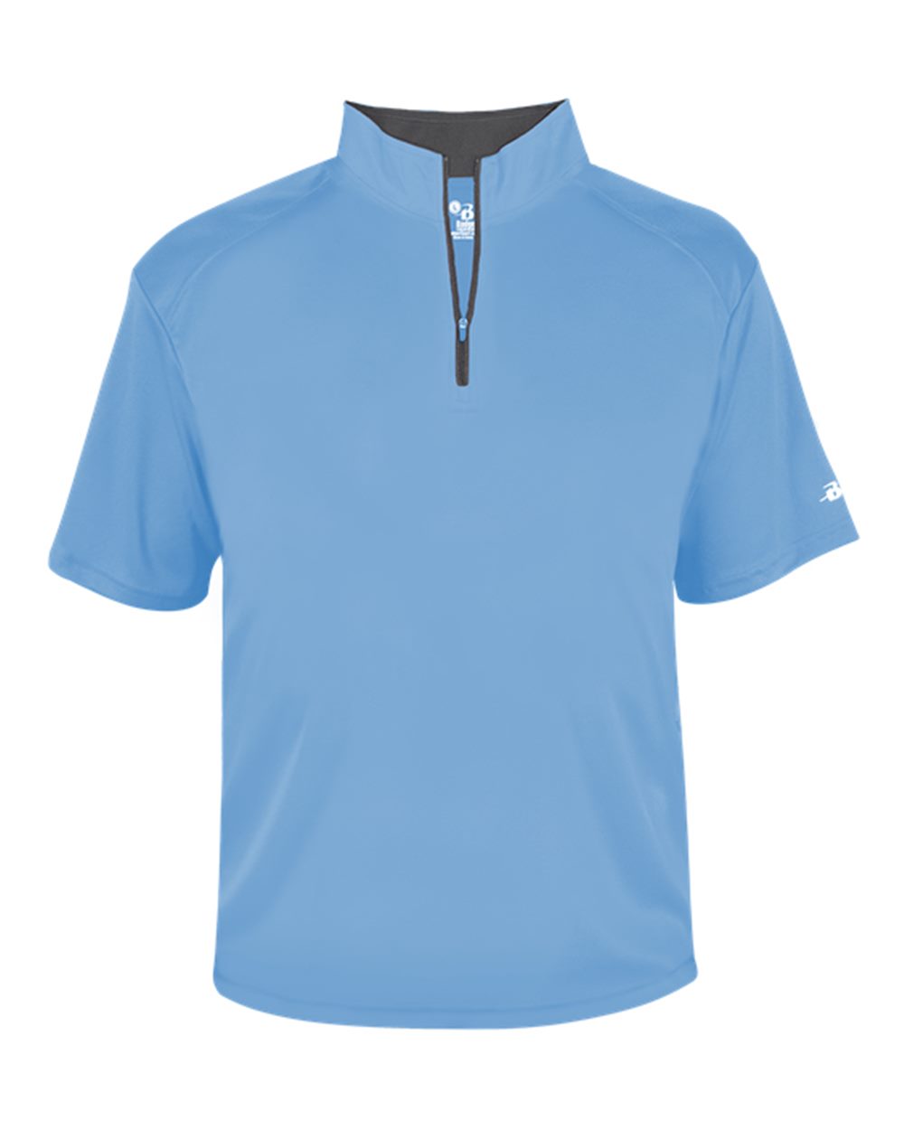 Badger Men's B-Core Short Sleeve Quarter-Zip. 4199 - Columbia Blue/ Graphite