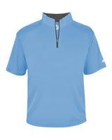 Badger Men's B-Core Short Sleeve Quarter-Zip. 4199 - Columbia Blue/ Graphite