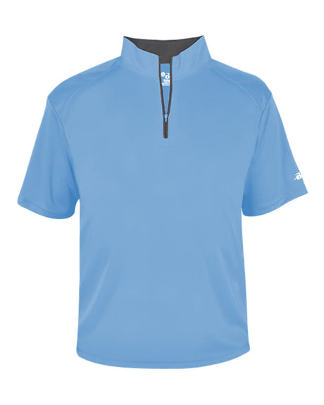 Badger Men's B-Core Short Sleeve Quarter-Zip. 4199 - Columbia Blue/ Graphite