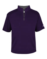 Badger Men's B-Core Short Sleeve Quarter-Zip. 4199 - Purple/ Graphite
