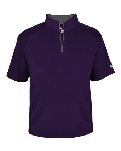 Badger Men's B-Core Short Sleeve Quarter-Zip. 4199 - Purple/ Graphite