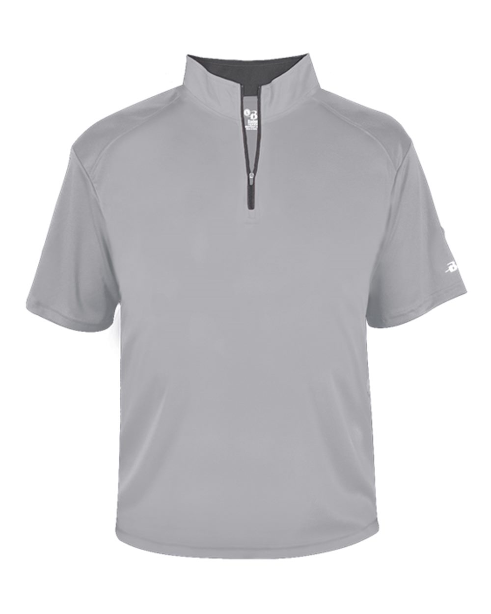 Badger Men's B-Core Short Sleeve Quarter-Zip. 4199 - Silver/ Graphite