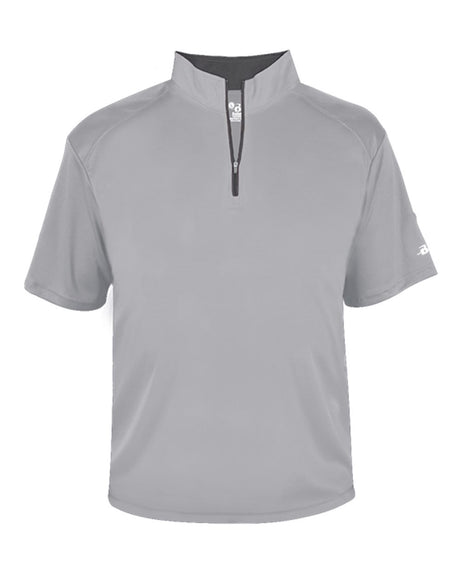Badger Men's B-Core Short Sleeve Quarter-Zip. 4199 - Silver/ Graphite