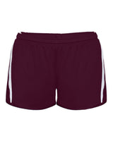 Alleson Athletic Women's Stride Shorts. 7274 - Maroon/ White