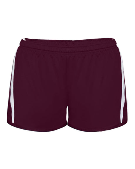 Alleson Athletic Women's Stride Shorts. 7274 - Maroon/ White