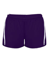 Alleson Athletic Women's Stride Shorts. 7274 - Purple/ White
