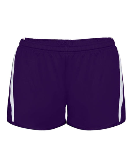 Alleson Athletic Women's Stride Shorts. 7274 - Purple/ White