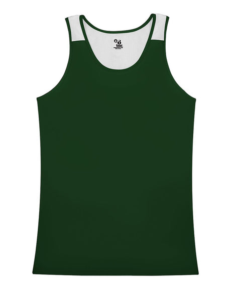 Alleson Athletic Women's Ventback Singlet. 8968 - Forest/ White