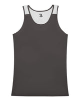 Alleson Athletic Women's Ventback Singlet. 8968 - Graphite/ White