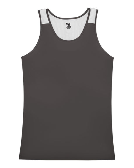 Alleson Athletic Women's Ventback Singlet. 8968 - Graphite/ White
