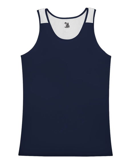 Alleson Athletic Women's Ventback Singlet. 8968 - Navy/ White