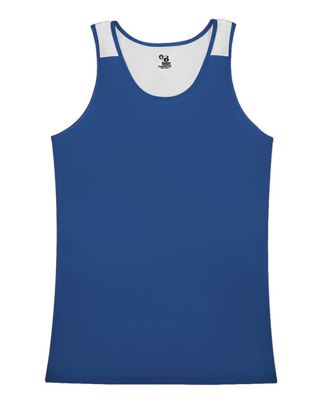 Alleson Athletic Women's Ventback Singlet. 8968 - Royal/ White