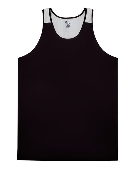 Alleson Athletic Men's Ventback Singlet Tank Top. 8668 - Black/ White