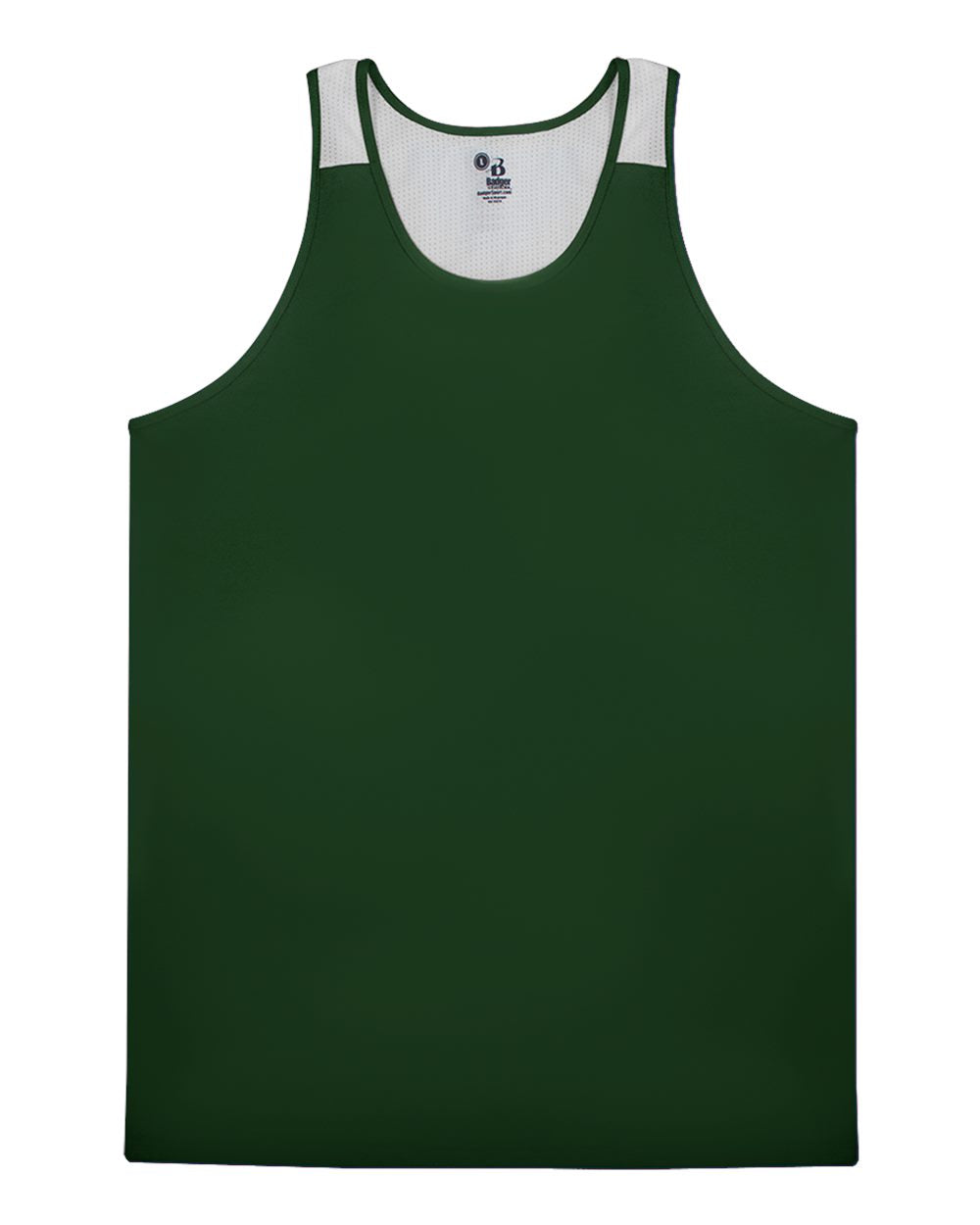 Alleson Athletic Men's Ventback Singlet Tank Top. 8668 - Forest/ White