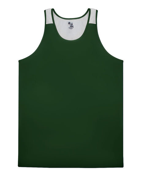 Alleson Athletic Men's Ventback Singlet Tank Top. 8668 - Forest/ White