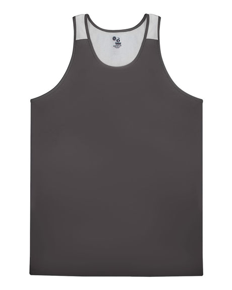 Alleson Athletic Men's Ventback Singlet Tank Top. 8668 - Graphite/ White