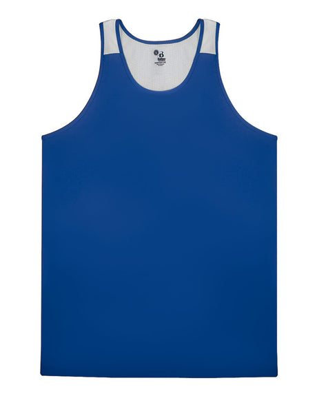 Alleson Athletic Men's Ventback Singlet Tank Top. 8668 - Royal/ White