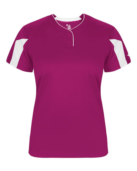 Alleson Athletic Women's Striker Placket. 6176 - Hot Pink/ White