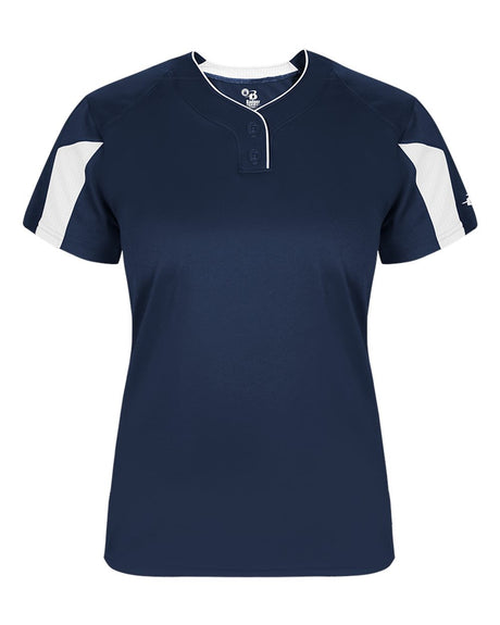 Alleson Athletic Women's Striker Placket. 6176 - Navy/ White