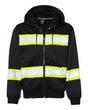 Kishigo Men's EV Series® Enhanced Visibility Full-Zip Hooded Sweatshirt. B310-313 - Black/ Lime