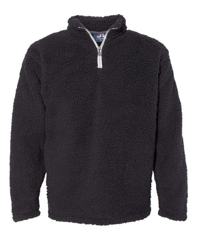 J. America Men's Sherpa Quarter-Zip Pullover. 8454 - Black