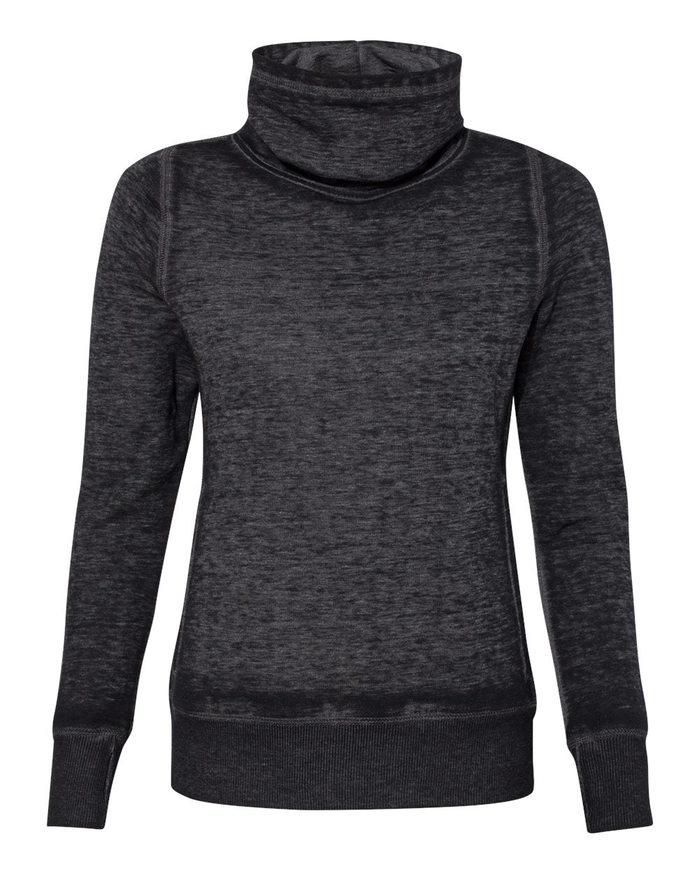 J. America Women’s Zen Fleece Cowl Neck Sweatshirt. 8930 - Twisted Black