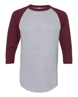 Augusta Sportswear Unisex Three-Quarter Raglan Sleeve Baseball Jersey T-Shirt. 4420 - Athletic Heather/ Maroon