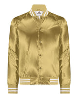 Augusta Sportswear Unisex Satin Baseball Jacket Striped Trim. 3610 - Metallic Gold/ White