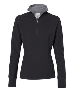 J. America Women’s Omega Stretch Quarter-Zip Pullover. 8433 - Black Triblend