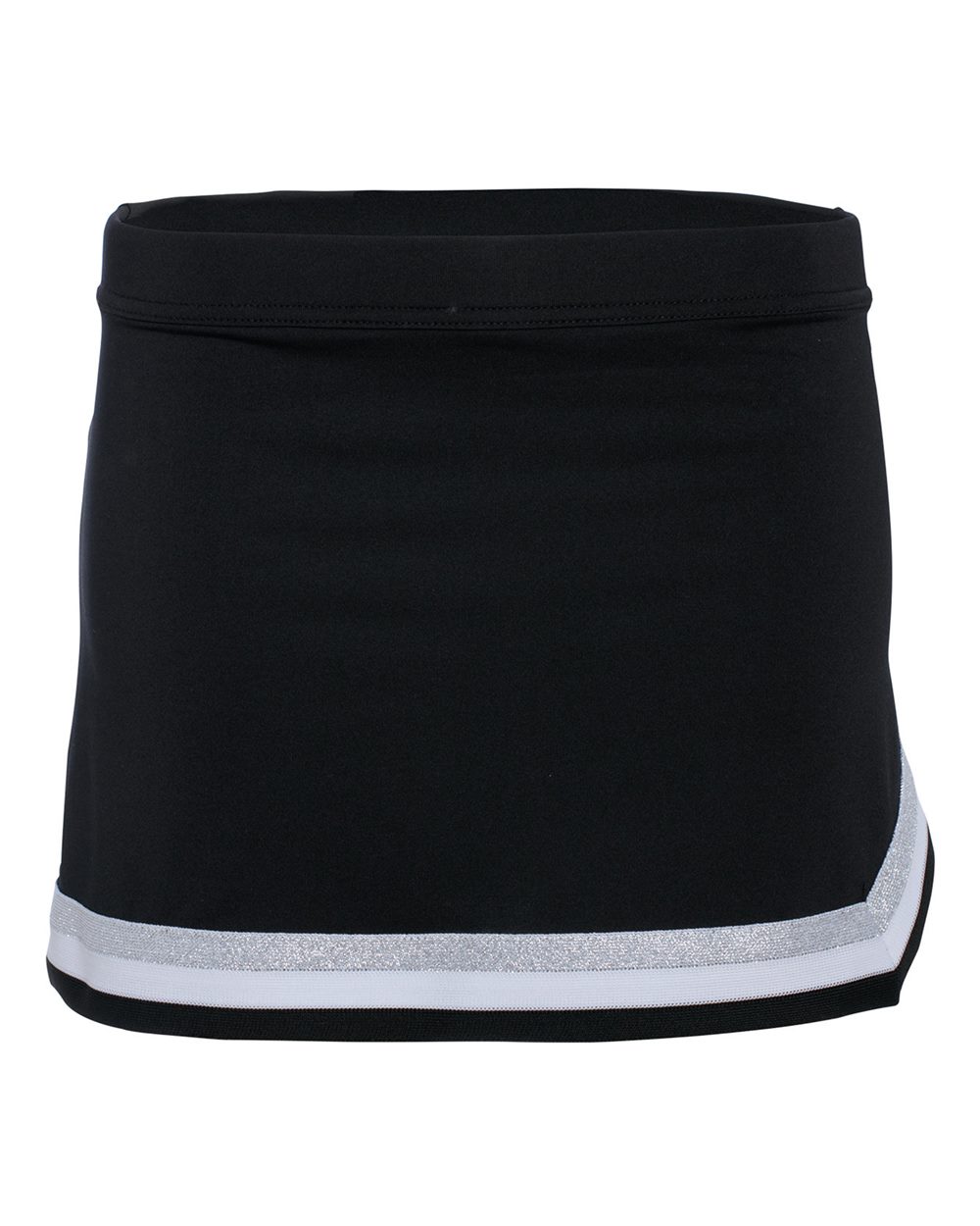 Augusta Sportswear Girls' Pike Cheer Skirt. 9146 - Black/ White/ Metallic Silver