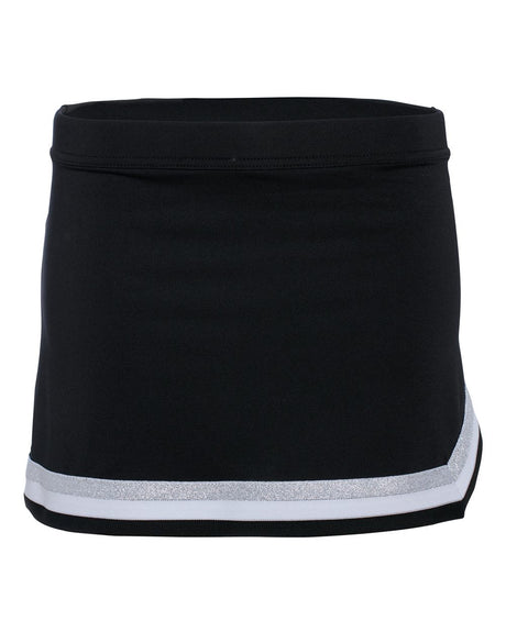 Augusta Sportswear Girls' Pike Cheer Skirt. 9146 - Black/ White/ Metallic Silver