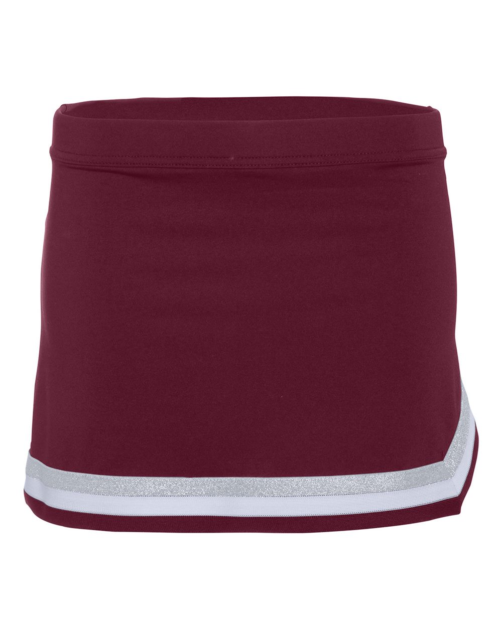 Augusta Sportswear Girls' Pike Cheer Skirt. 9146 - Maroon/ White/ Metallic Silver