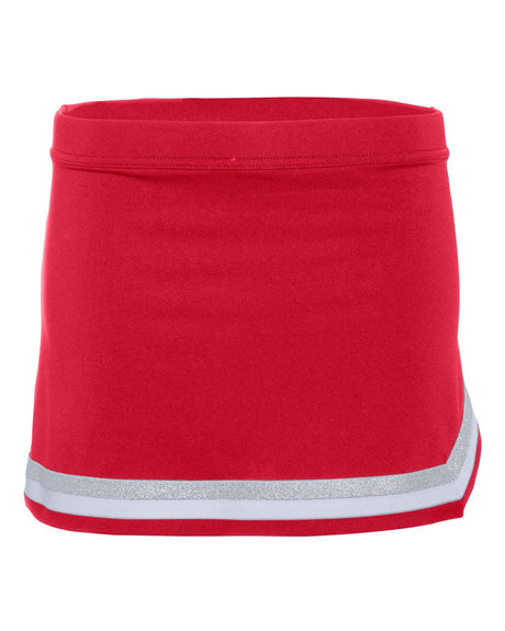 Augusta Sportswear Girls' Pike Cheer Skirt. 9146 - Red/ White/ Metallic Silver